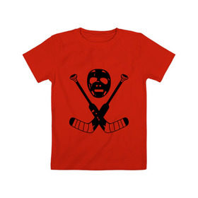 Детская футболка хлопок с принтом Хоккей (11) в Кировске, 100% хлопок | круглый вырез горловины, полуприлегающий силуэт, длина до линии бедер | hockey | клюшки | хокей | хоккей | хоккейная маска