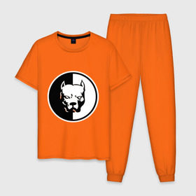 Мужская пижама хлопок с принтом Pitbull (2) в Кировске, 100% хлопок | брюки и футболка прямого кроя, без карманов, на брюках мягкая резинка на поясе и по низу штанин
 | pitbull | спартак