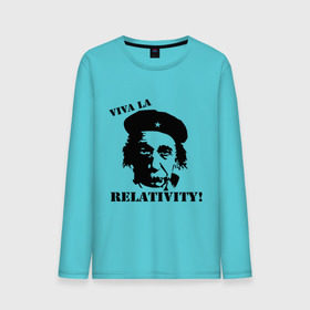 Мужской лонгслив хлопок с принтом Эйнштейн - Viva La Relativity! в Кировске, 100% хлопок |  | че гевара