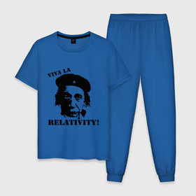 Мужская пижама хлопок с принтом Эйнштейн - Viva La Relativity! в Кировске, 100% хлопок | брюки и футболка прямого кроя, без карманов, на брюках мягкая резинка на поясе и по низу штанин
 | че гевара
