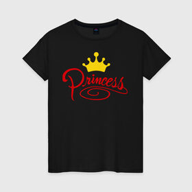 Женская футболка хлопок с принтом Princess (4) в Кировске, 100% хлопок | прямой крой, круглый вырез горловины, длина до линии бедер, слегка спущенное плечо | princess | девушка | королева | корона | подарок девушке