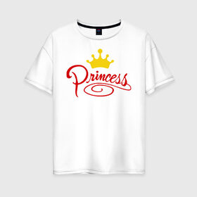 Женская футболка хлопок Oversize с принтом Princess (4) в Кировске, 100% хлопок | свободный крой, круглый ворот, спущенный рукав, длина до линии бедер
 | princess | девушка | королева | корона | подарок девушке