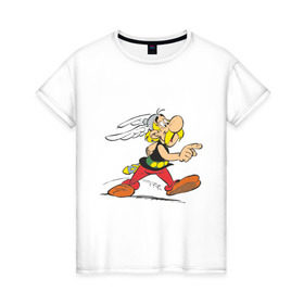 Женская футболка хлопок с принтом Астерикс в Кировске, 100% хлопок | прямой крой, круглый вырез горловины, длина до линии бедер, слегка спущенное плечо | астерикс | обеликс