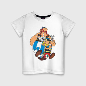 Детская футболка хлопок с принтом Астерикс и обеликс (1) в Кировске, 100% хлопок | круглый вырез горловины, полуприлегающий силуэт, длина до линии бедер | астерикс | обеликс