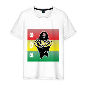 Мужская футболка хлопок с принтом Bob Marley (3) в Кировске, 100% хлопок | прямой крой, круглый вырез горловины, длина до линии бедер, слегка спущенное плечо. | bob | bob marley | reggae | боб марли | музыка | раста | растаманские | регги