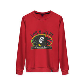 Женский свитшот хлопок с принтом Bob Marley (7) в Кировске, 100% хлопок | прямой крой, круглый вырез, на манжетах и по низу широкая трикотажная резинка  | bob | bob marley | reggae | боб марли | музыка | раста | растаманские | регги