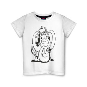 Детская футболка хлопок с принтом Мамонтенок в Кировске, 100% хлопок | круглый вырез горловины, полуприлегающий силуэт, длина до линии бедер | слон