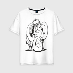 Женская футболка хлопок Oversize с принтом Мамонтенок в Кировске, 100% хлопок | свободный крой, круглый ворот, спущенный рукав, длина до линии бедер
 | слон