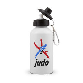 Бутылка спортивная с принтом Дзюдо - Judo эмблема в Кировске, металл | емкость — 500 мл, в комплекте две пластиковые крышки и карабин для крепления | дзюдо
