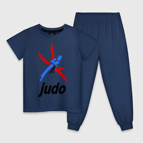 Детская пижама хлопок с принтом Дзюдо - Judo эмблема в Кировске, 100% хлопок |  брюки и футболка прямого кроя, без карманов, на брюках мягкая резинка на поясе и по низу штанин
 | Тематика изображения на принте: дзюдо