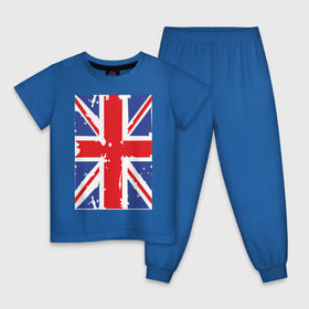 Детская пижама хлопок с принтом Британский флаг в Кировске, 100% хлопок |  брюки и футболка прямого кроя, без карманов, на брюках мягкая резинка на поясе и по низу штанин
 | great britain | uk | united kingdom | английский флаг | британский флаг | флаг uk | флаг англии | флаг британии | флаг великобритании
