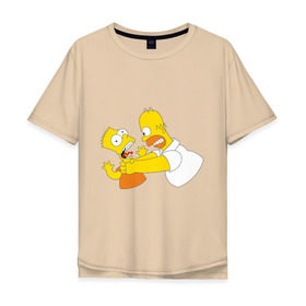 Мужская футболка хлопок Oversize с принтом Гомер душит Барта в Кировске, 100% хлопок | свободный крой, круглый ворот, “спинка” длиннее передней части | гомер