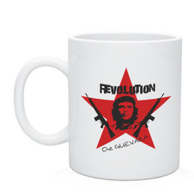Кружка керамическая с принтом Che Guevara - revolution в Кировске, керамика | объем — 330 мл, диаметр — 80 мм. Принт наносится на бока кружки, можно сделать два разных изображения | che guevara | revolution | гевара | звезда | куба | революция | че