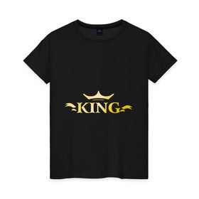 Женская футболка хлопок с принтом King (3) в Кировске, 100% хлопок | прямой крой, круглый вырез горловины, длина до линии бедер, слегка спущенное плечо | king | король | корона | повелитель | царь