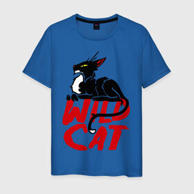 Мужская футболка хлопок с принтом Wild Cat (2) в Кировске, 100% хлопок | прямой крой, круглый вырез горловины, длина до линии бедер, слегка спущенное плечо. | wild cat | дикая кошка | киса | кошечка | кошка | кошки