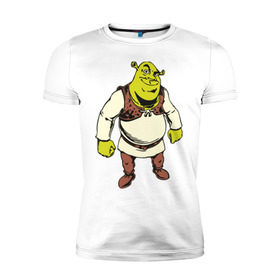 Мужская футболка премиум с принтом Shrek (3) в Кировске, 92% хлопок, 8% лайкра | приталенный силуэт, круглый вырез ворота, длина до линии бедра, короткий рукав | shrek | шрек