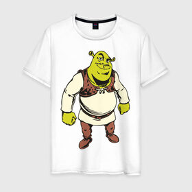 Мужская футболка хлопок с принтом Shrek (3) в Кировске, 100% хлопок | прямой крой, круглый вырез горловины, длина до линии бедер, слегка спущенное плечо. | shrek | шрек