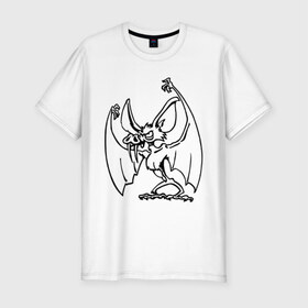 Мужская футболка премиум с принтом Летучая мышь в Кировске, 92% хлопок, 8% лайкра | приталенный силуэт, круглый вырез ворота, длина до линии бедра, короткий рукав | летучая мышь | мышь | птица | птицы | рукокрылые