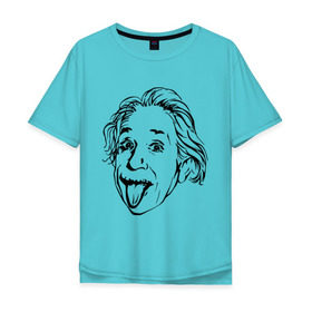 Мужская футболка хлопок Oversize с принтом Эйнштейн в Кировске, 100% хлопок | свободный крой, круглый ворот, “спинка” длиннее передней части | albert einstein | альберт эйнштейн | высунутый язык | знаменитость | наука | ученый | физик | эйнштейн