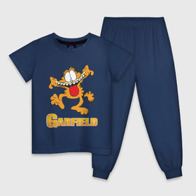 Детская пижама хлопок с принтом Garfield в Кировске, 100% хлопок |  брюки и футболка прямого кроя, без карманов, на брюках мягкая резинка на поясе и по низу штанин
 | Тематика изображения на принте: garfield | гарфилд