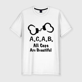Мужская футболка премиум с принтом Soft A.C.A.B в Кировске, 92% хлопок, 8% лайкра | приталенный силуэт, круглый вырез ворота, длина до линии бедра, короткий рукав | acab
