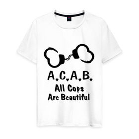 Мужская футболка хлопок с принтом Soft A.C.A.B в Кировске, 100% хлопок | прямой крой, круглый вырез горловины, длина до линии бедер, слегка спущенное плечо. | acab