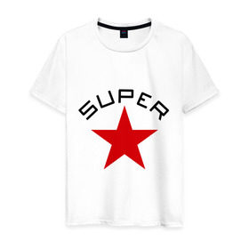 Мужская футболка хлопок с принтом Super Star (2) в Кировске, 100% хлопок | прямой крой, круглый вырез горловины, длина до линии бедер, слегка спущенное плечо. | star | super | звезда | суперстар