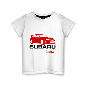 Детская футболка хлопок с принтом Subaru sti (2) в Кировске, 100% хлопок | круглый вырез горловины, полуприлегающий силуэт, длина до линии бедер | subaru impreza | subaru impreza wrx sti | subaru sti | wrx sti | авто2012 | импреза | субару | субару импреза