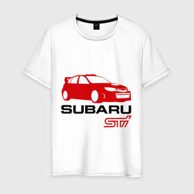 Мужская футболка хлопок с принтом Subaru sti (2) в Кировске, 100% хлопок | прямой крой, круглый вырез горловины, длина до линии бедер, слегка спущенное плечо. | Тематика изображения на принте: subaru impreza | subaru impreza wrx sti | subaru sti | wrx sti | авто2012 | импреза | субару | субару импреза