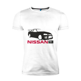 Мужская футболка премиум с принтом Nissan GTR в Кировске, 92% хлопок, 8% лайкра | приталенный силуэт, круглый вырез ворота, длина до линии бедра, короткий рукав | Тематика изображения на принте: nissan | nissan gtr | авто | автомобиль | машины | нисан | нисанчик | ниссан | тачки