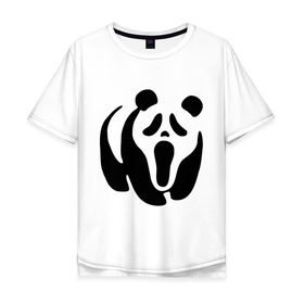 Мужская футболка хлопок Oversize с принтом Scream Panda в Кировске, 100% хлопок | свободный крой, круглый ворот, “спинка” длиннее передней части | панда