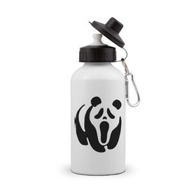 Бутылка спортивная с принтом Scream Panda в Кировске, металл | емкость — 500 мл, в комплекте две пластиковые крышки и карабин для крепления | панда