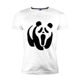 Мужская футболка премиум с принтом Scream Panda в Кировске, 92% хлопок, 8% лайкра | приталенный силуэт, круглый вырез ворота, длина до линии бедра, короткий рукав | Тематика изображения на принте: панда