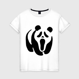 Женская футболка хлопок с принтом Scream Panda в Кировске, 100% хлопок | прямой крой, круглый вырез горловины, длина до линии бедер, слегка спущенное плечо | панда