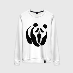 Женский свитшот хлопок с принтом Scream Panda в Кировске, 100% хлопок | прямой крой, круглый вырез, на манжетах и по низу широкая трикотажная резинка  | панда