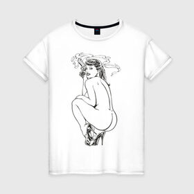 Женская футболка хлопок с принтом Секси киллер (2) в Кировске, 100% хлопок | прямой крой, круглый вырез горловины, длина до линии бедер, слегка спущенное плечо | killer | девушка