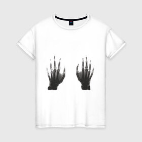 Женская футболка хлопок с принтом Рентген рук в Кировске, 100% хлопок | прямой крой, круглый вырез горловины, длина до линии бедер, слегка спущенное плечо | 