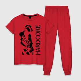 Женская пижама хлопок с принтом Punk Hardcore в Кировске, 100% хлопок | брюки и футболка прямого кроя, без карманов, на брюках мягкая резинка на поясе и по низу штанин | 