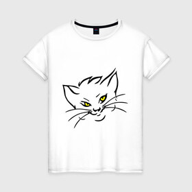 Женская футболка хлопок с принтом Кошечка (3) в Кировске, 100% хлопок | прямой крой, круглый вырез горловины, длина до линии бедер, слегка спущенное плечо | киса | кошечка | кошка | кошки