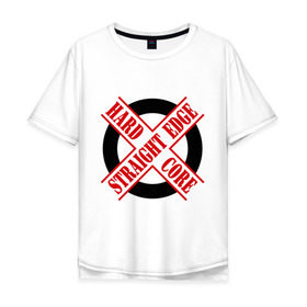 Мужская футболка хлопок Oversize с принтом Straight edge (sXe) (1) в Кировске, 100% хлопок | свободный крой, круглый ворот, “спинка” длиннее передней части | 
