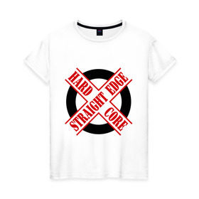 Женская футболка хлопок с принтом Straight edge (sXe) (1) в Кировске, 100% хлопок | прямой крой, круглый вырез горловины, длина до линии бедер, слегка спущенное плечо | 