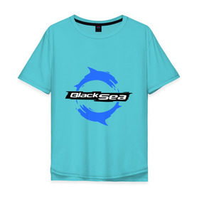 Мужская футболка хлопок Oversize с принтом Черное море - Black Sea в Кировске, 100% хлопок | свободный крой, круглый ворот, “спинка” длиннее передней части | black sea | дельфины | черное море