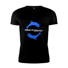 Мужская футболка премиум с принтом Черное море - Black Sea в Кировске, 92% хлопок, 8% лайкра | приталенный силуэт, круглый вырез ворота, длина до линии бедра, короткий рукав | black sea | дельфины | черное море