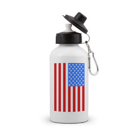 Бутылка спортивная с принтом Американский флаг в Кировске, металл | емкость — 500 мл, в комплекте две пластиковые крышки и карабин для крепления | america | usa | америка | соединенные штаты | сша | флаг | штаты