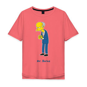 Мужская футболка хлопок Oversize с принтом Mr. Burns (The Simpsons) в Кировске, 100% хлопок | свободный крой, круглый ворот, “спинка” длиннее передней части | burns | simpsons | симпсоны | симсоны