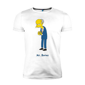 Мужская футболка премиум с принтом Mr. Burns (The Simpsons) в Кировске, 92% хлопок, 8% лайкра | приталенный силуэт, круглый вырез ворота, длина до линии бедра, короткий рукав | Тематика изображения на принте: burns | simpsons | симпсоны | симсоны