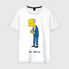 Мужская футболка хлопок с принтом Mr. Burns (The Simpsons) в Кировске, 100% хлопок | прямой крой, круглый вырез горловины, длина до линии бедер, слегка спущенное плечо. | burns | simpsons | симпсоны | симсоны