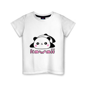 Детская футболка хлопок с принтом Kawaii Panda (Кавай Панда) в Кировске, 100% хлопок | круглый вырез горловины, полуприлегающий силуэт, длина до линии бедер | панда