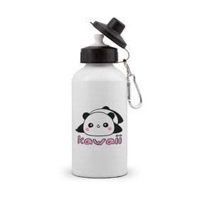 Бутылка спортивная с принтом Kawaii Panda (Кавай Панда) в Кировске, металл | емкость — 500 мл, в комплекте две пластиковые крышки и карабин для крепления | панда