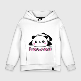 Детское худи Oversize хлопок с принтом Kawaii Panda (Кавай Панда) в Кировске, френч-терри — 70% хлопок, 30% полиэстер. Мягкий теплый начес внутри —100% хлопок | боковые карманы, эластичные манжеты и нижняя кромка, капюшон на магнитной кнопке | панда